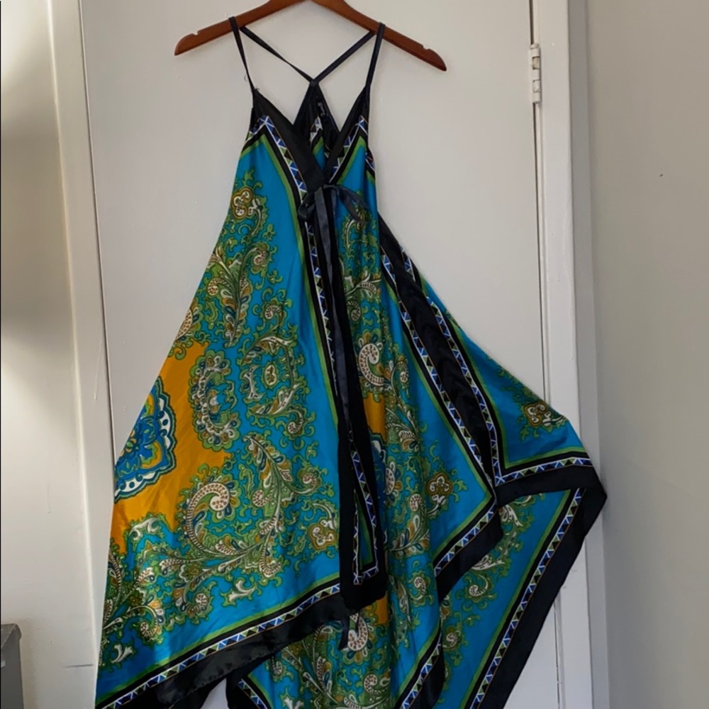 Multi color satin summer dress